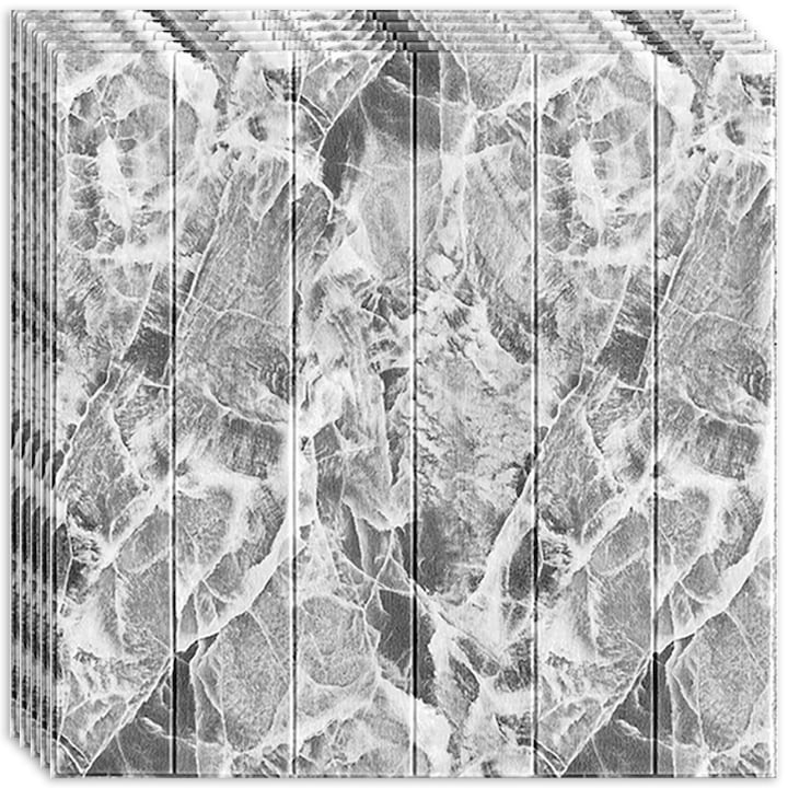 10 db-os HOZRO öntapadós 3D tapéta készlet, fa panel utánzat modell, 4,9 négyzetméter területet fed le, modern dizájn, nagyon könnyen felszerelhető, Szürke fa panelek