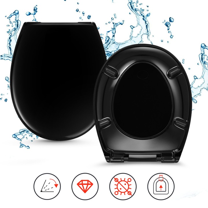 Capac WC, Hamberger, IDOL, Model Universal, Duroplast Antibacterian, Mecanism "Soft-Close", Montare/Demontare Rapida, Compatibil Cu WC Suspendat KOŁO IDOL