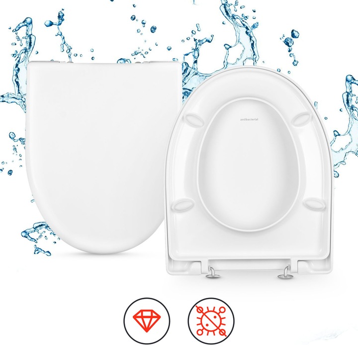 Capac WC, Compatibil Cu Koło Solo, K98-0005, K98-0006, Antibacterian, Duroplast Rezistent La Zgarieturi Si Pete, Set De Balamale