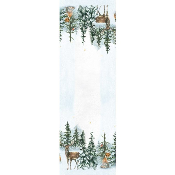 Napron de masa bumbac 100%, model animale din padure, 45x140 cm