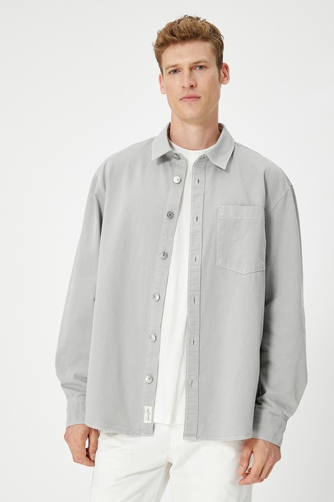 KOTON, Camasa din denim, Gri deschis, S
