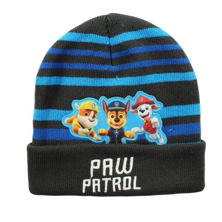 Caciula acril bleumarin cu dungi albastre, Paw Patrol, 5-7 ani