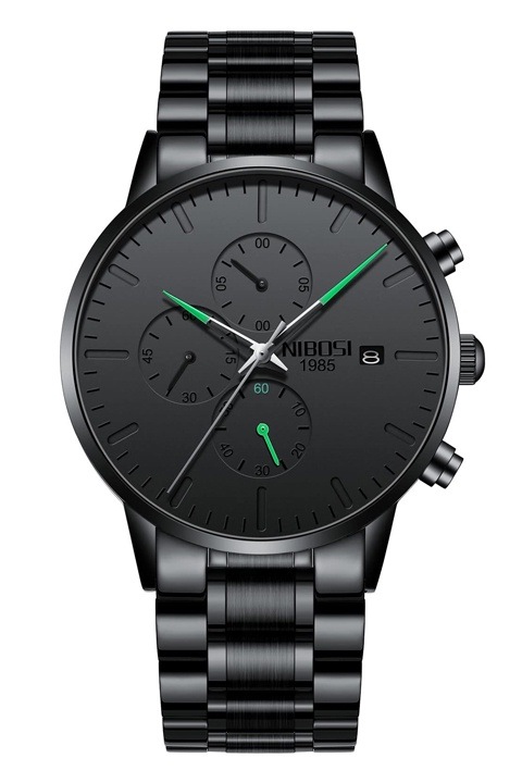 Мъжки часовник NIBOSI, Кварцов, Неръждаема стомана, Водоустойчив, Зелен