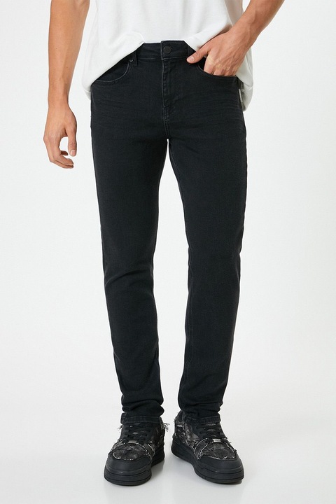 KOTON, Blugi slim fit cu talie joasa, Negru