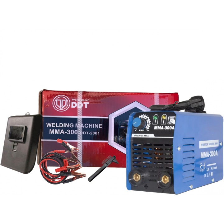 DDT BKL Professional 300A inverteres hegesztőgép, elektróda átmérő 1, 6-5 mm, ultra hordozható, elektronikus kijelző, hűtőventilátor, túlmelegedés elleni védelem