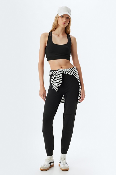KOTON, Pantaloni de trening crop conici, Negru