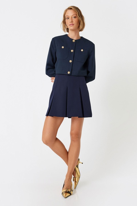 KOTON, Sacou crop cu decolteu la baza gatului, Auriu/Albastru inchis