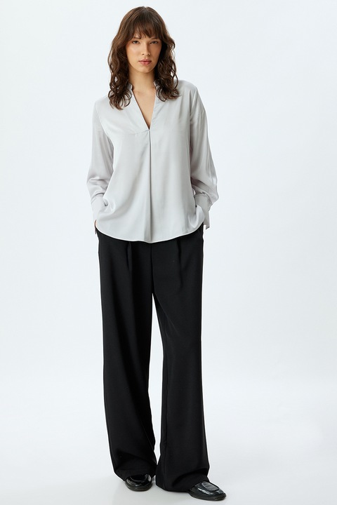 KOTON, Bluza lejera de satin, Gri deschis