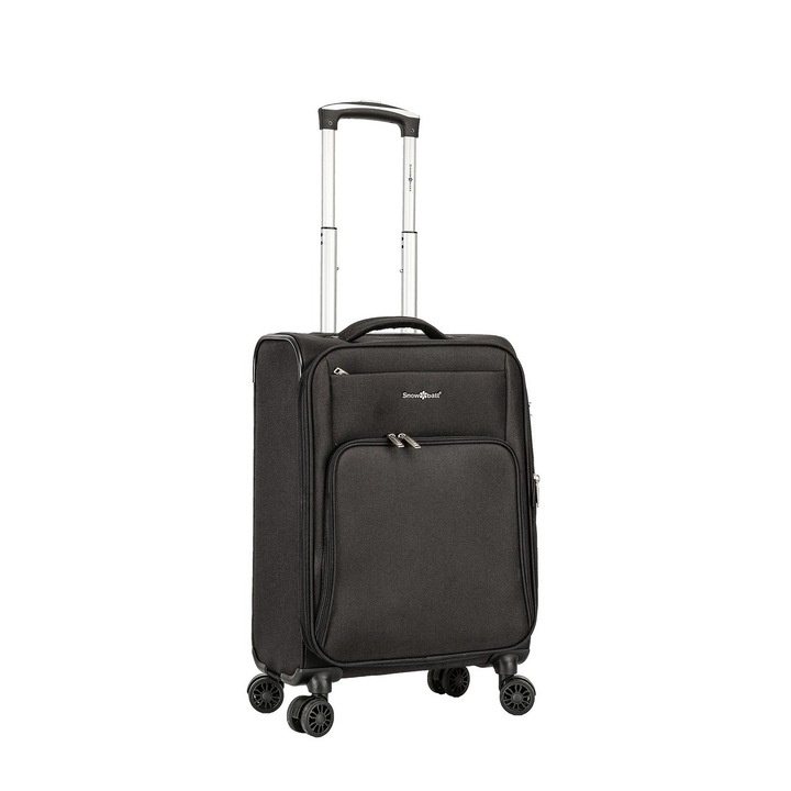 Куфар Snowball SW45103, за ръчен багаж, полиестер, разтегателен, 4 двойни колела, TSA ключалка, 55 см, черна