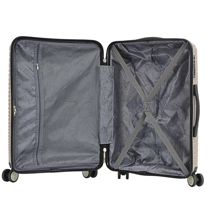 Troler Extra Large Madisson SW33703, Polipropilena, 4 Roti Duble, Cifru, 87 cm, Auriu