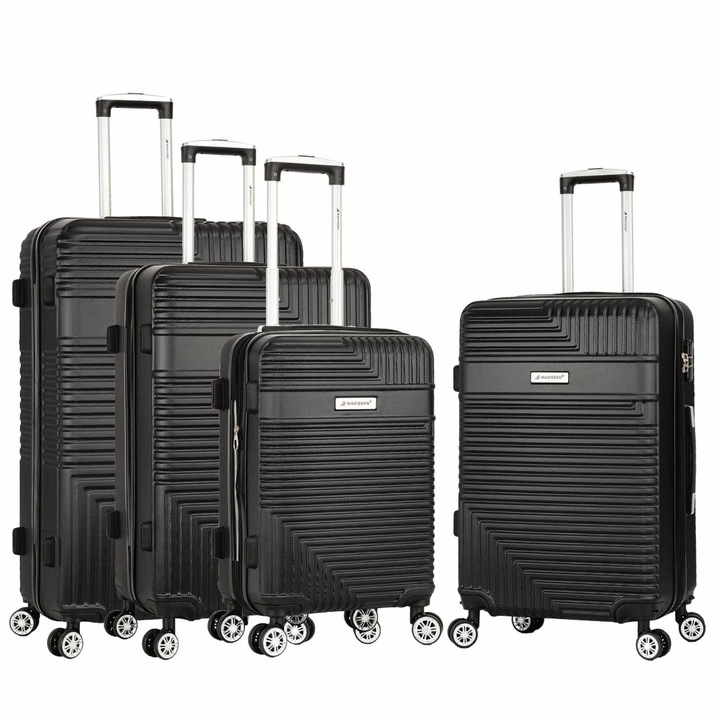 Комплект куфари Madisson SW44504, 4 части, ABS, 4 двойни колела, шифър, черни