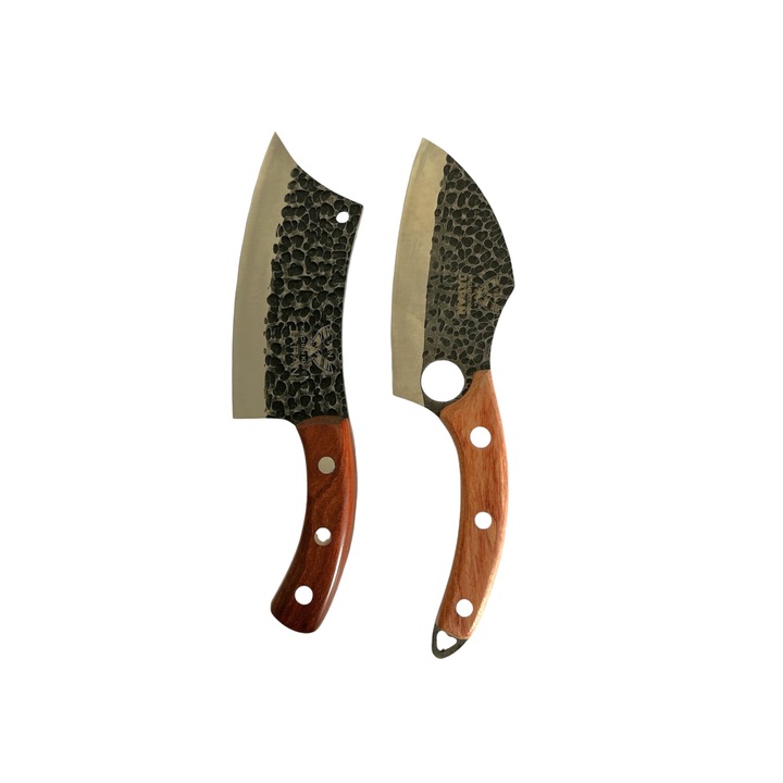 Set 2 cutite japoneze profesionale, maner ergonomic din lemn, coshop®, otel carbon, coshop®, teaca inclusa