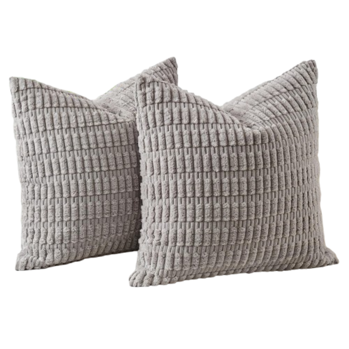 Set de 2 huse pentru perne MIULEE, pentru canapea, dormitor, decor rustic modern si boho, 50 x 50 cm, gri