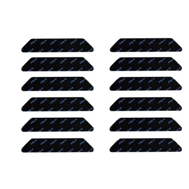 Set 12 bucati suport antiderapant pentru covoare, Super Viata, reutilizabile, lavabile, negru, 13x2.5cm