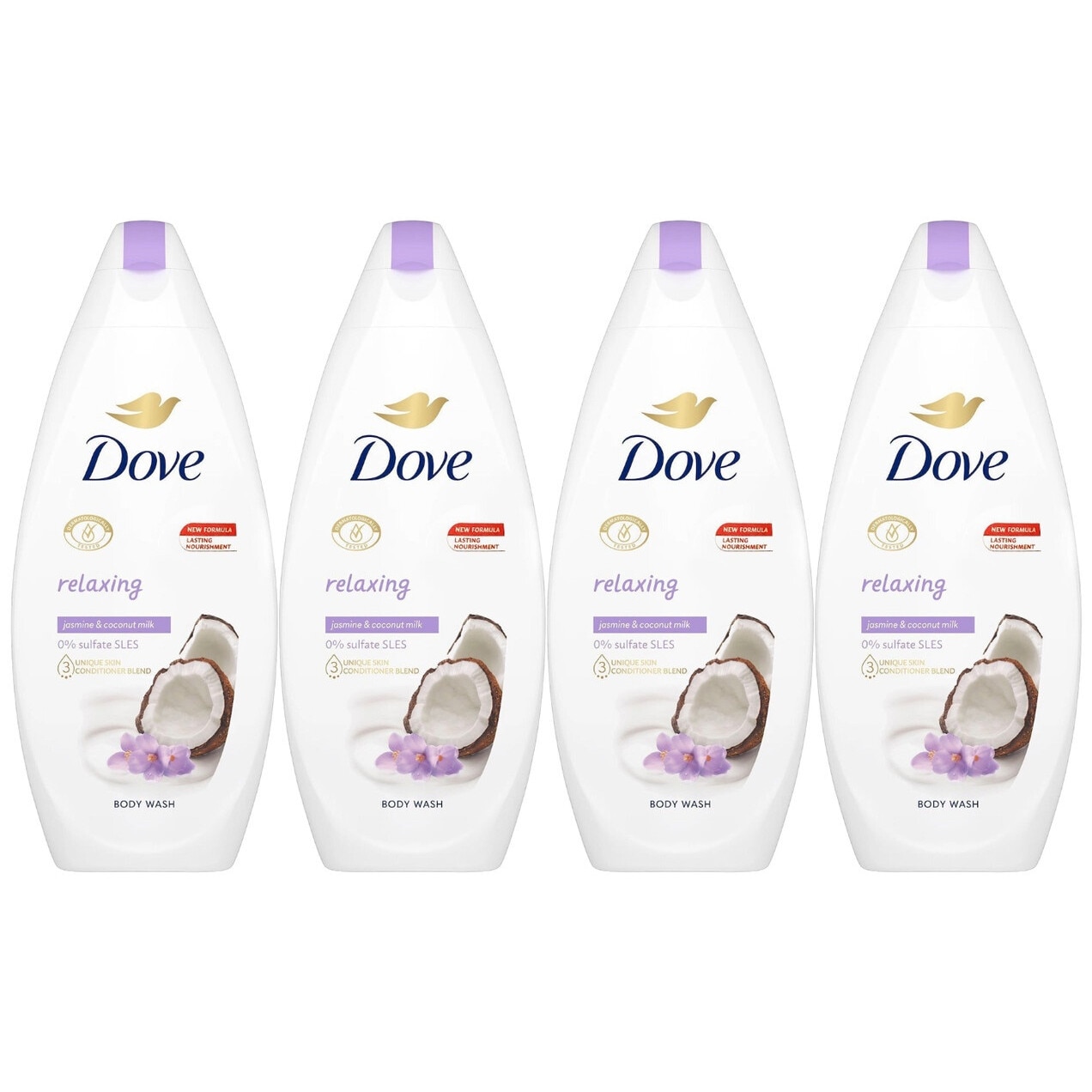 Set 4 x Dove gel dus 450ml lapte de cocos, curatare eficienta