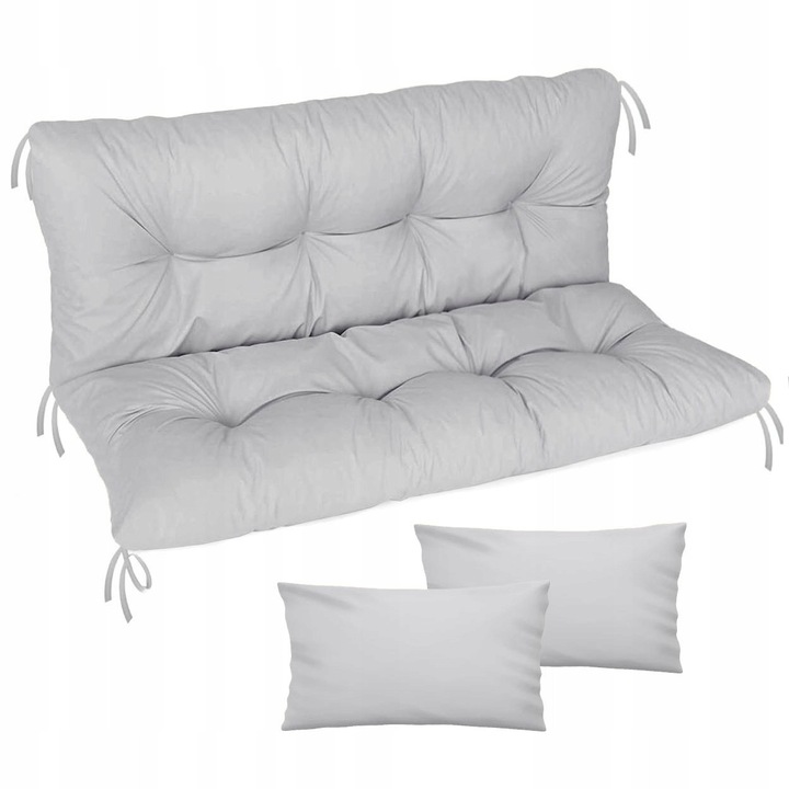 Saltea perna pentru leagan, banca de gradina, pentru mobilier din paleti, matlasata, 2 bucati, Gri, 120x50x50 K+K