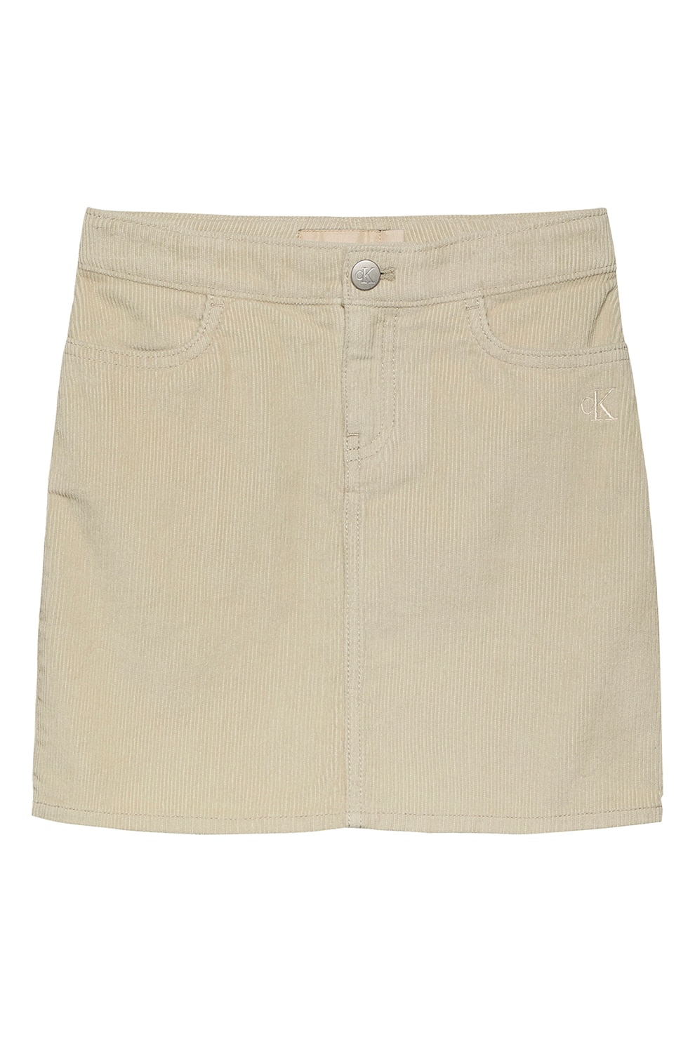 CALVIN KLEIN, Fusta mini din amestec de bumbac organic cu aspect catifelat, Alb fildes, 170 CM