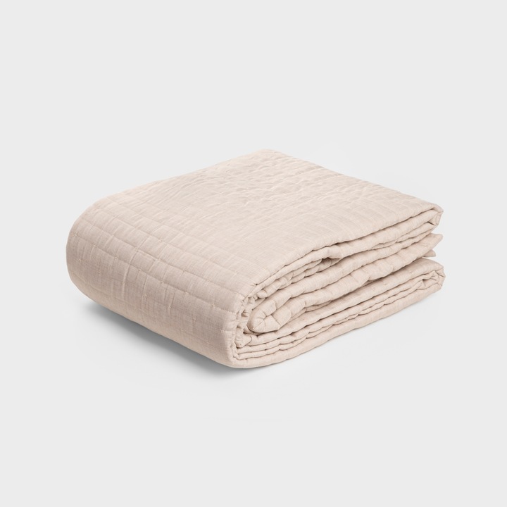 Cuvertura de pat BRISTLES matlasat cu dungi bej 200x220 cm HOMLA