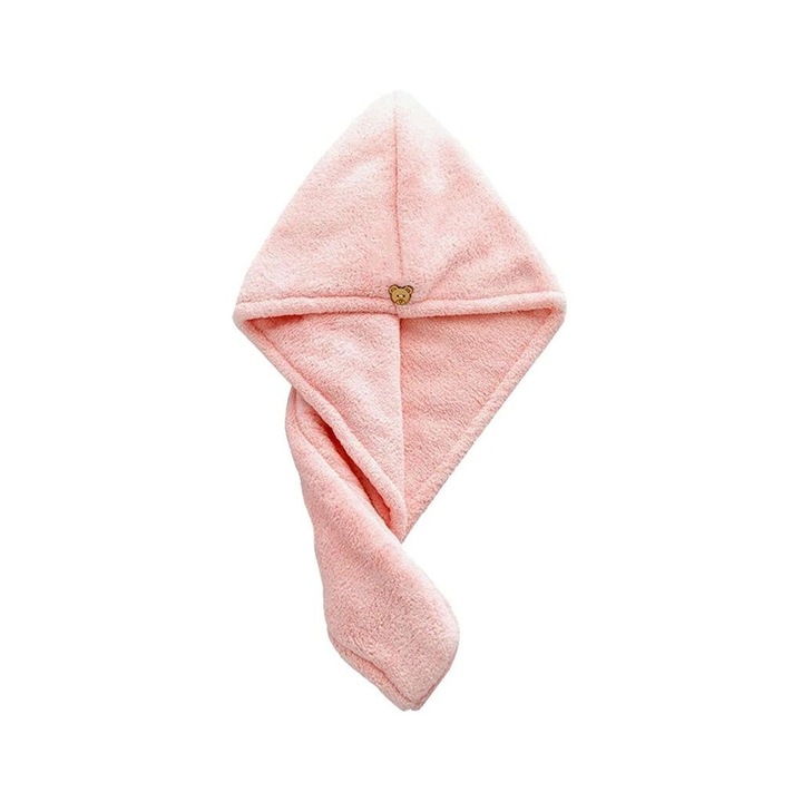 Кърпа за коса, стил тюрбан, микрофибър, розова, 60 x 40 см