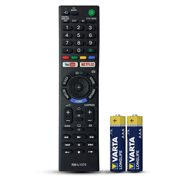 Telecomanda compatibila Sony, RM-L1370, TEMIX®, neagra, baterii incluse