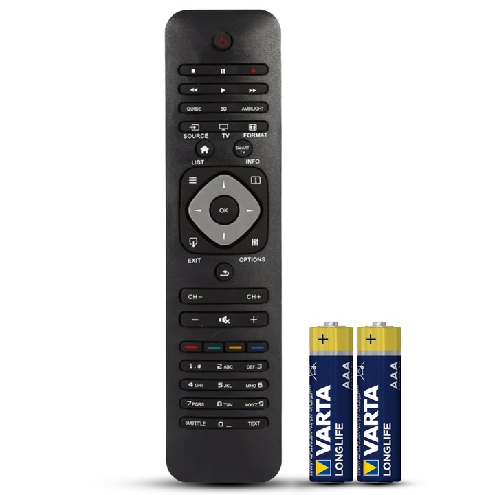 Telecomanda compatibila Philips, LCD/LED, RM-L1128, TEMIX®, neagra, baterii incluse