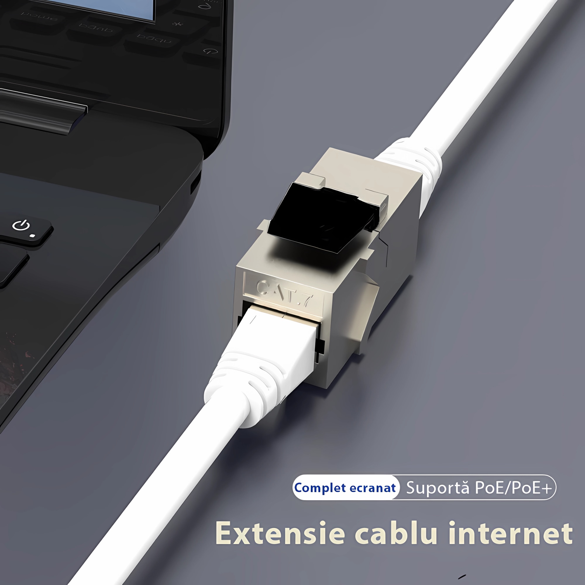 Adaptor Prelungire Cablu Retea Bervolo® STP CAT 7, 10Gbps, RJ45 Mama ...