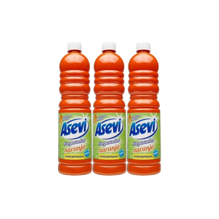 Set 3 x Asevi Solutie Pardoseli 1L Portocala, rapid si eficient, testat dermatologic, prospetime de lunga durata, elimina mirosuri neplacute, curatare in profunzime, parfum placut, usor de aplicat