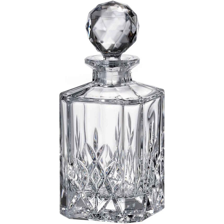 Decantor whisky Bohemia Brixton, cristal 24% PbO, 800 ml, 24.5 x 10 x 10 cm, 2.3 kg
