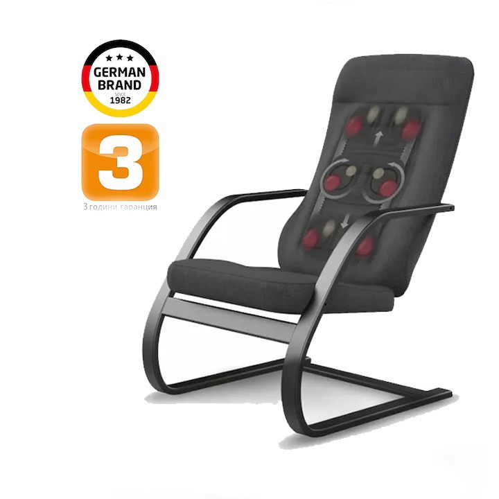 Scaun de relaxare Medisana RC 450, Shiatsu si masaj punctual, 2 nivele de intensitate, functie Timer, Negru