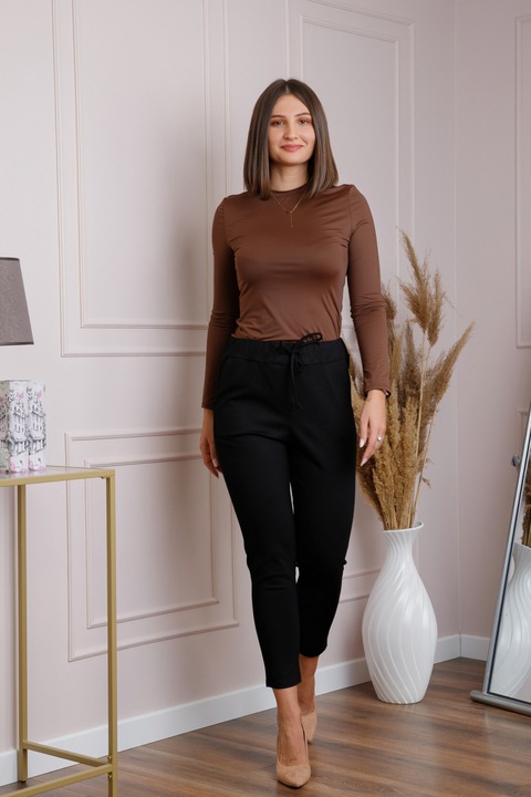 Ежедневни удобни панталони, Колан на талията, Сив, Черен