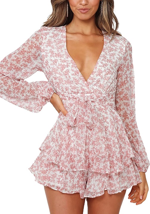 Női kezeslábas, Jormftte, Pöttyös, V-nyakú, Fehér, Poliészter/Pamut, XL INTL