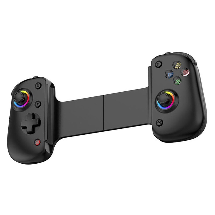 OPTIM SOLUTION Vezeték nélküli vezérlő, telefonokhoz, táblagépekhez (Android, iOS, PS4), Bluetooth, RGB világítás, 400mAh, Fekete