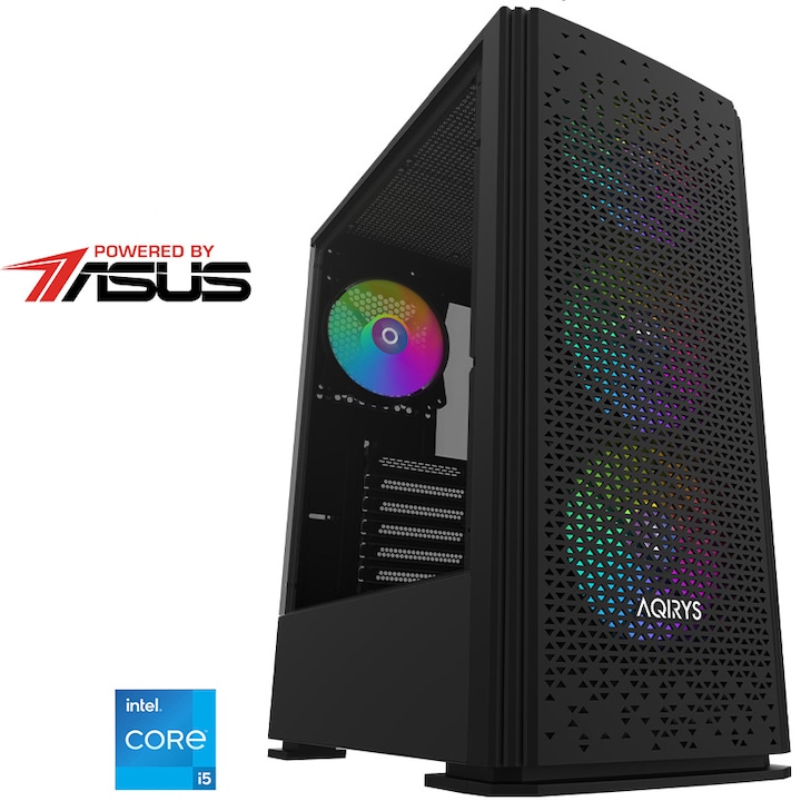 Sistem Desktop PC Gaming Serioux Powered by ASUS cu procesor Intel® Core™ i5-12400F pana la 4.40GHz, 32GB DDR4, 1TB SSD, ASUS Dual GeForce RTX™ 3050 OC 6GB GDDR6, No OS, Black