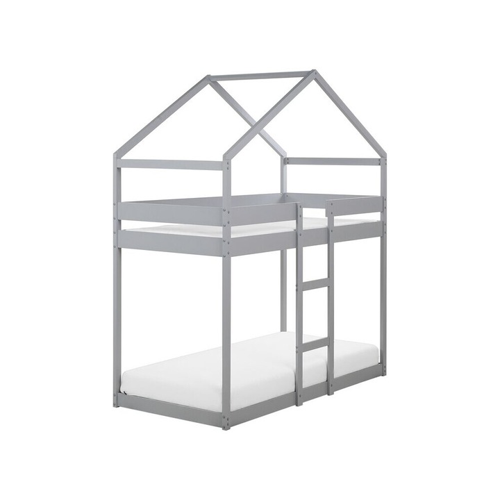 Szürke fa emeletes gyerekágy 90 x 200 cm Labatut