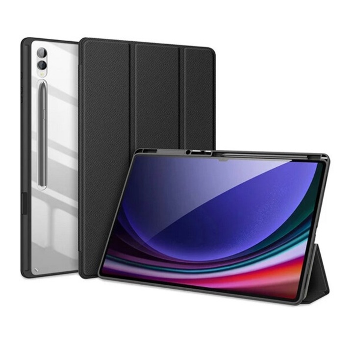 Dux ducis toby tabletvédő álló, bőr hatású, aktív flip, oldalra nyíló, trifold, asztali tartó, ceruza tartó, fekete, kompatibilis: Samsung Galaxy Tab S9 Ultra LTE, SM-X916, / Galaxy Tab S9 Ultra WIFI, SM-X910, / Galaxy Tab S8 Ultra LTE, SM-X906