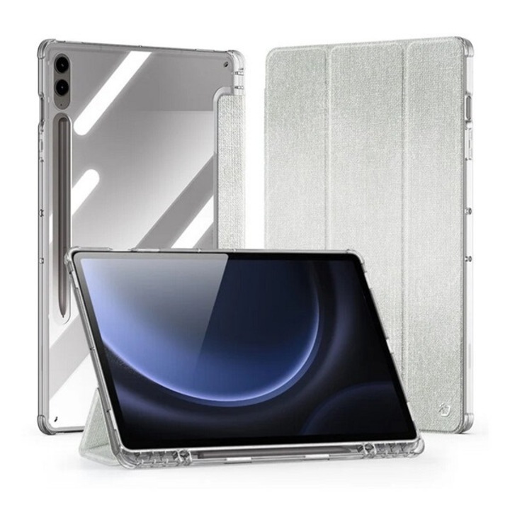Dux ducis unid tabletvédő álló, textil hatású, aktív flip, oldalra nyíló, trifold, asztali tartó, ceruza tartó, világoszöld, kompatibilis: Samsung Galaxy Tab S10 Plus LTE, SM-X826B, / Galaxy Tab S10 Plus WIFI, SM-X820