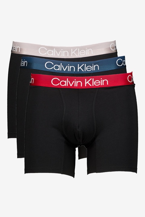 CALVIN KLEIN, Logós derekú boxer szett - 3 db, Piros/Fekete/Olajkék, XL