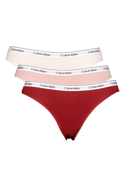 CALVIN KLEIN, Бикини с лого - 3 чифта, Тъмночервен/Праскова/Прашно розово