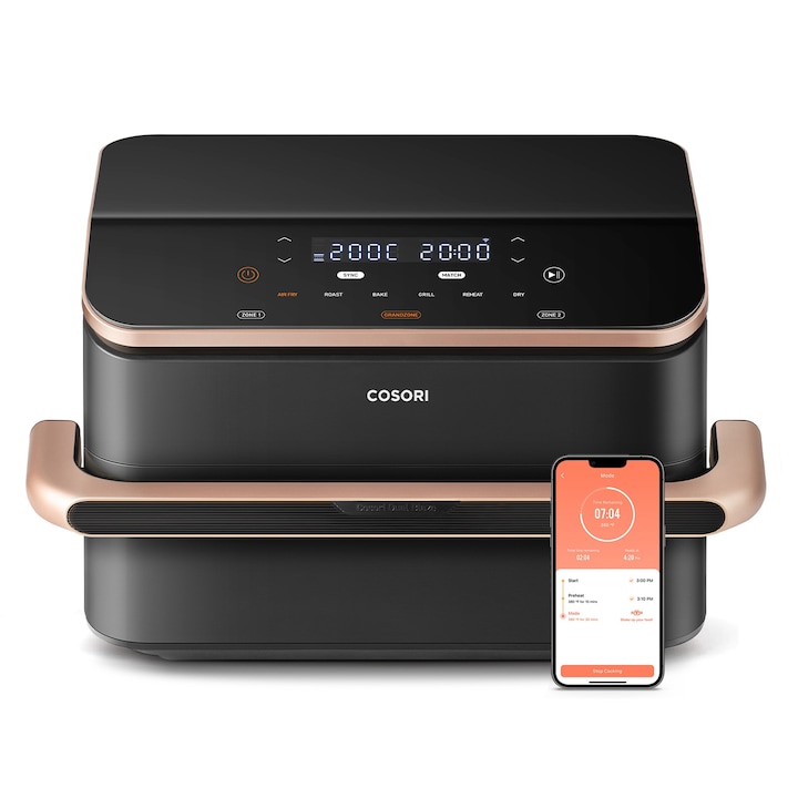 Фритюрник с горещ въздух Cosori Dual Blaze TwinFry CAF-TF101S, 10L, Черен