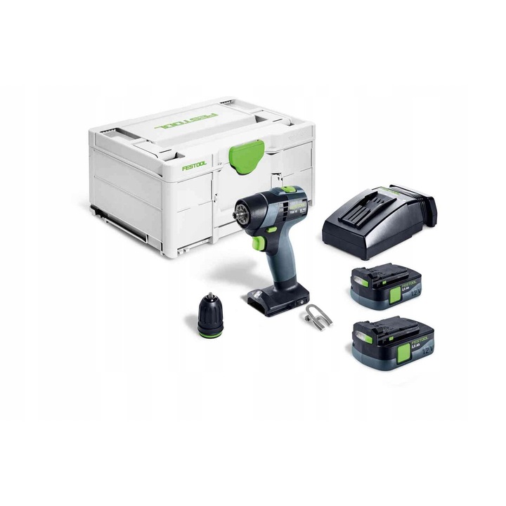 Aparat de gaurit si insurubat Festool TXS 12 2,5-Plus, 2 acumulatori, 10mm, 0,70kg, set complet
