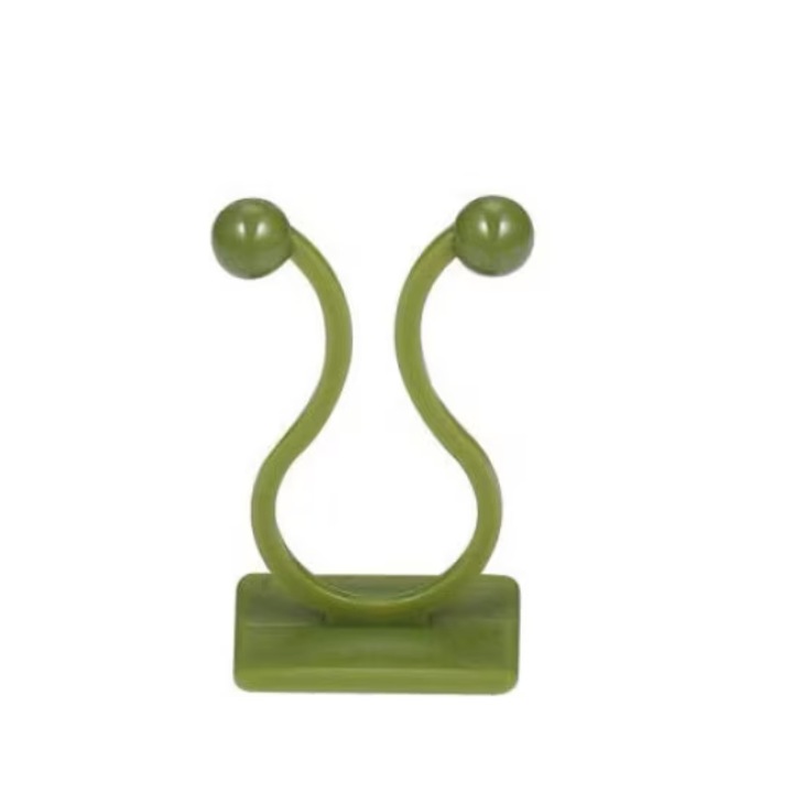 Set 10 cleme autoadezive pentru plante din plastic, Verde