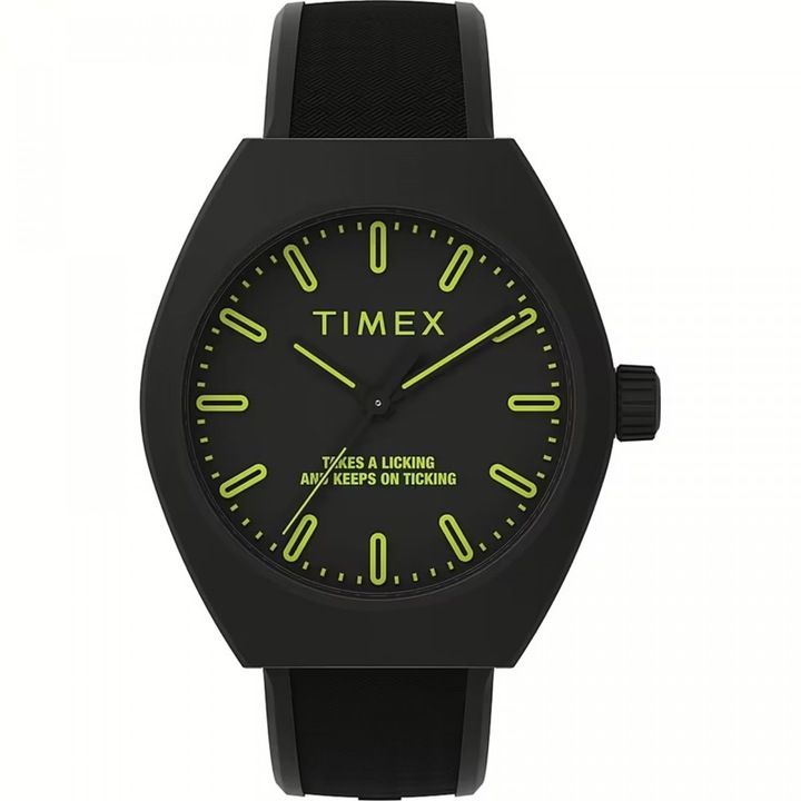 Часовник Timex Trend Urban Pop, кварц, гумена каишка, черен, водоустойчив 5 ATM
