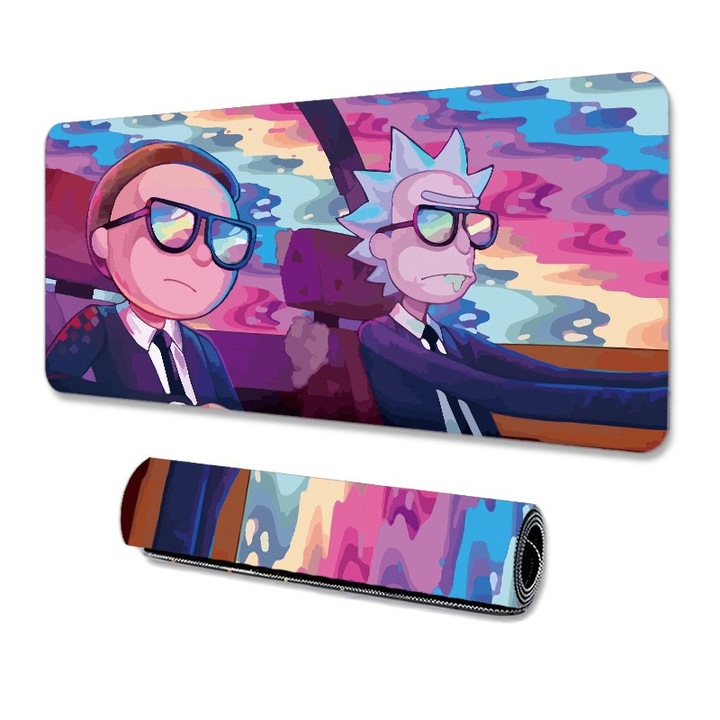 Mousepad gaming Rick and Morty, multicolor, 90x40cm, Mouse Pad mare, covoras de birou, pad de masa