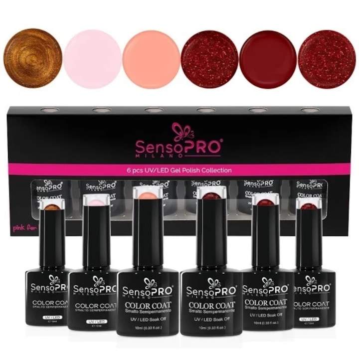 Set 6 Oje Semipermanente 10ml SensoPRO Milano, Cherry Cherry Lady