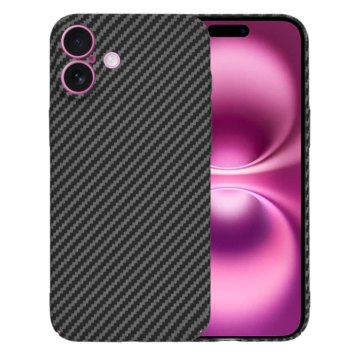 Husa pentru Apple iPhone 16 Plus, Techsuit, Carbonite FiberShell, Neagra