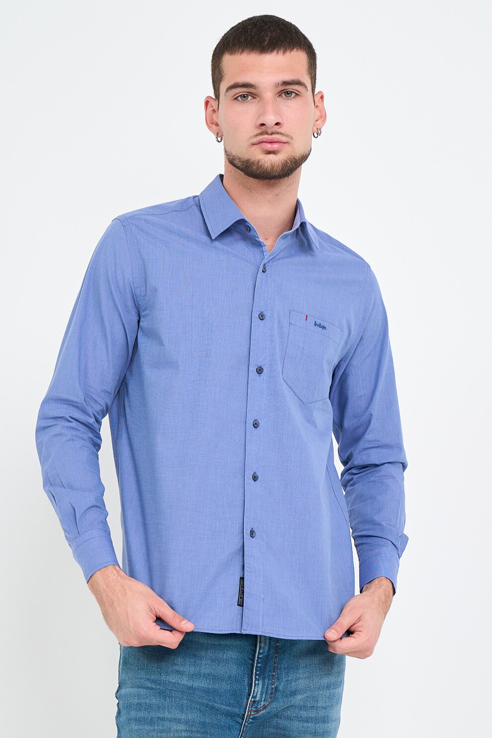 Lee Cooper, Camasa uni de bumbac, Albastru lavanda, S