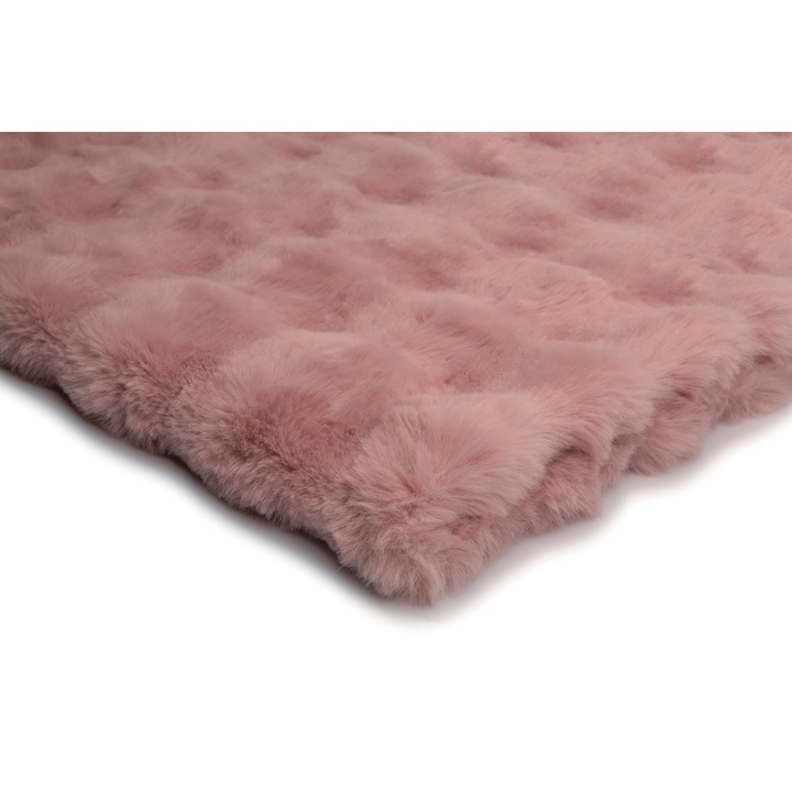 Tricotaje Blana artificiala Minkee Bubble Roz murdar, 100% Poliester, 50cm x 180cm