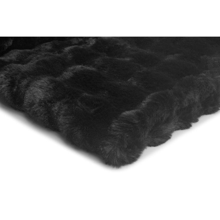 Tricotaje Blana artificiala Minkee Bubble Negru, 100% Poliester, 50cm x 180cm