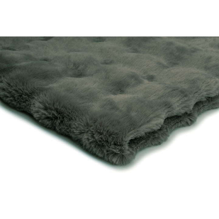 Tricotaje Blana artificiala Minkee Bubble Grafit, 100% Poliester, 50cm x 180cm