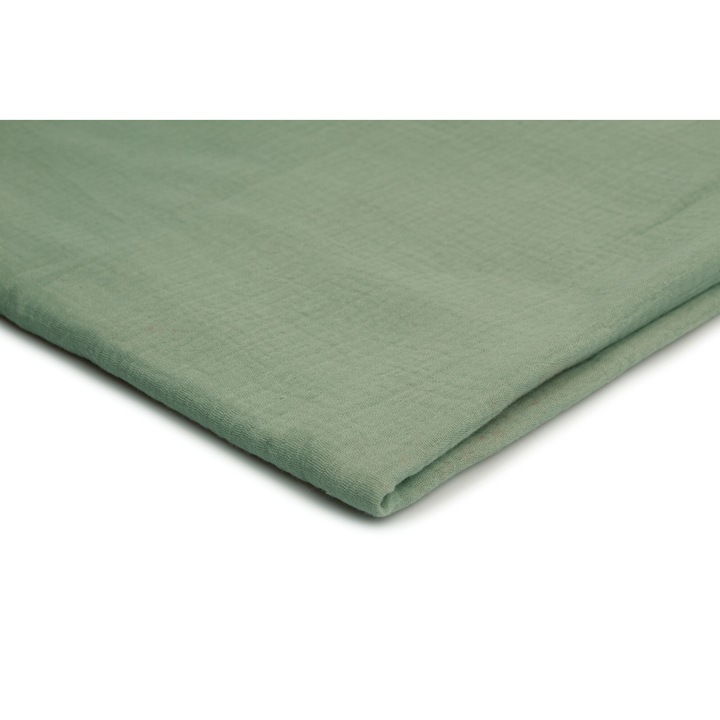 Tesatura muslin, strat dublu culoare Verde salvie, 100% Bumbac, Dimensiuni 50cm x 130cm